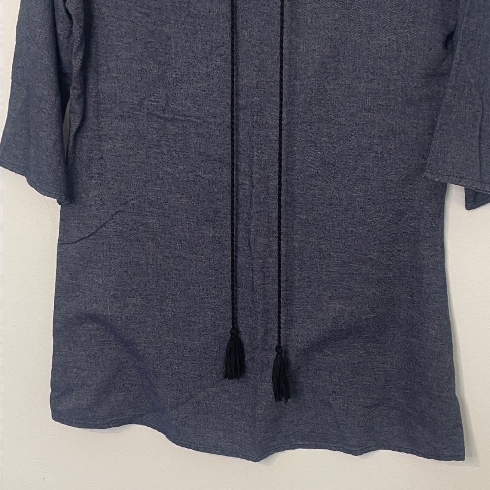Denim Blue lightweight Tunic with Embroidery Womens Medium - Picture 3 of 7